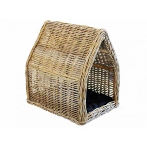 Ratanový domček - pelech pre psa alebo mačku v prírodnom farebnom prevedení s poduškou 60 x 46 x 63 cm 42950
