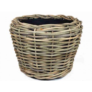Ratanový prírodný košík okrúhleho tvaru s plastovou vložkou ako kvetináčom 57 x 43 cm 42934