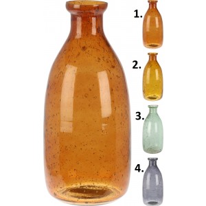 Sklenená dekorácia vázy - fľaše s dekorom kvapiek v štyroch farebných prevedeniach 9x23 cm 43044