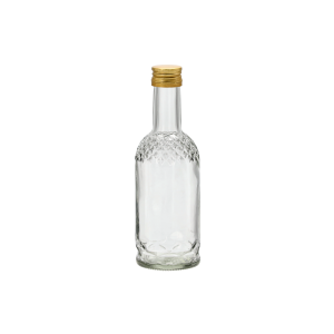 Sklenená transparentná fľaša Nargiz so zlatým kovovým uzáverom 250 ml 41540