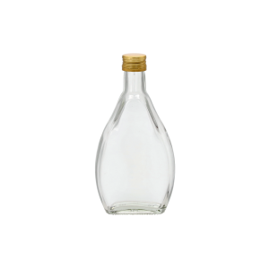 Sklenená transparentná fľaša Nigina so zlatým kovovým uzáverom 250 ml 41555