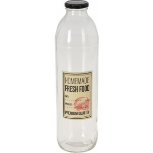 Sklenená transparentná fľaša s kovovým vrchnákom 38914
