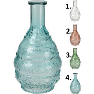 Sklenená váza s dekorovaním v štyroch farebných prevedeniach 22 cm 40560
