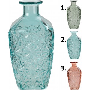Sklenená váza s dekorovaním v troch farebných prevedeniach 19 cm 40559