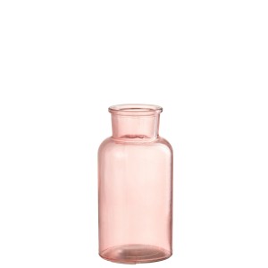 Sklenená váza s hladkým povrchom v ružovom farebnom prevedení 8 x 8 x 16 cm Jolipa 41263