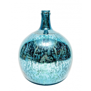 Sklenená váza s hladkým prevedením v modrom farebnom prevedení s hrdlom 24 x 24 x 33 cm 39090