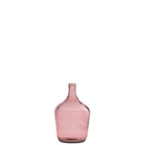 Sklenená váza s hladkým prevedením v ružovej farbe s hrdlom 18 x 18 x 30 cm 37728