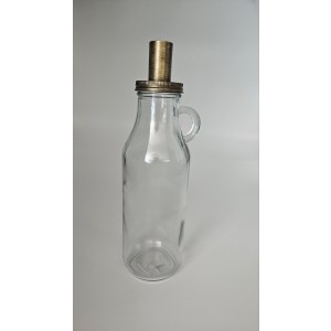 Skleneno-kovová dekorácia transparentnej fľaše s vrchnákom na vysokú sviečku 5 x 29 cm Lauco Bloemisterijgroothandel 41571