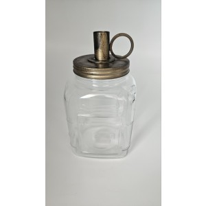 Skleneno-kovová dekorácia transparentnej fľaše s vrchnákom na vysokú sviečku 9 x 12 x 23,3 cm Lauco Bloemisterijgroothandel 41572