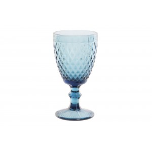 Sklenený pohár na stopke v modrom farebnom prevedení na víno 325 ml 37561
