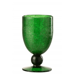 Sklenený pohár na stopke v zelenom farebnom prevedení na víno 9 x 9 x 15 cm JOLIPA 39204