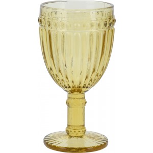 Sklenený pohár na stopke v žltom farebnom prevedení na víno 245 ml 35129