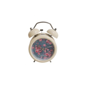 Smaltované retro hodinky JULIA ako budík v krásnej pastelovej béžovej farbe s dekorom ruží vo vintage vzhľade Isabelle Rose 35857