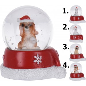 Snehová guľa so zvieratkami a vianočným motívom v štyroch prevedeniach 5 x 6 x 6 cm 38324