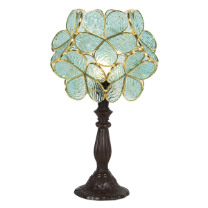 Stolová lampa Tiffany s zelenými kvietkami Clayre & Eef 34581