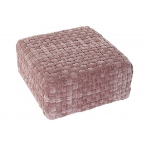 Štrikovaný zamatový puf v ružovom farebnom prevedení z bavlny 60 x 60 x 32,5 cm 39599