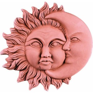 Terakotová dekorácia na stenu slnko a mesiac 18 cm 37383
