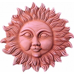 Terakotová dekorácia na stenu slnko s tvárou 18 cm 30812