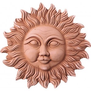 Terakotová dekorácia na stenu slnko s tvárou 32 cm 23790