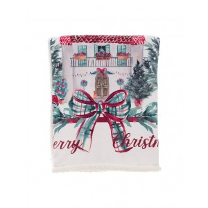 Textilná huňatá deka v bielom farebnom prevedení s vianočným dekorom v schaby chic romantickom štýle 170 x 140 cm Blanc Maricló 42280