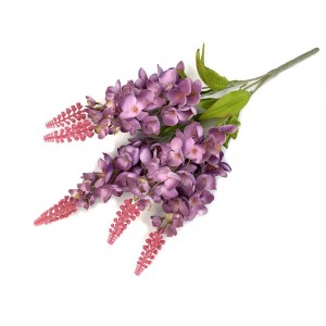 Umelá dekorácia kytice fialových kvietkov lupinusu s listami 55 cm 42734