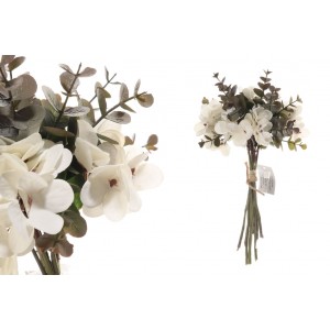 Umelá dekorácia kytice krémových hortenzií v kombinácii s eukalyptom 22 cm 38535