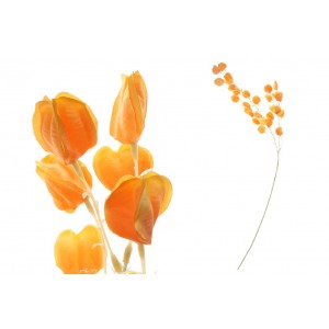 Umelá dekorácia oranžovo ozdobných machoviek na stonke 98 cm 38523