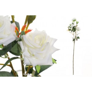Umelá dekorácia ruže v bielej farbe na dlhej stonke 62 cm 38506