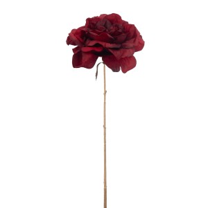 Umelá dekorácia ruže v bordovom farebnom prevedení na dlhej zlatej stonke 13 x 13 x 58 cm Jolipa 42344