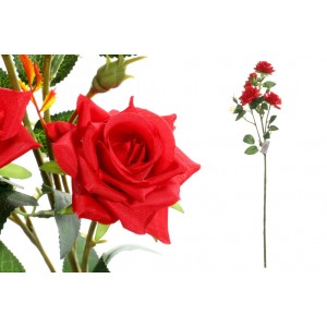 Umelá dekorácia ruže v červenej farbe na dlhej stonke 62 cm 38509