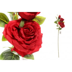Umelá dekorácia ruže v červenej farbe na dlhej stonke 66 cm 38503