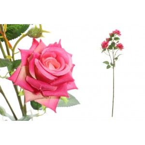 Umelá dekorácia ruže v ružovej farbe na dlhej stonke 62 cm 38508