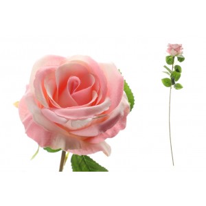 Umelá dekorácia ruže v ružovej farbe na dlhej stonke 64 cm 38479