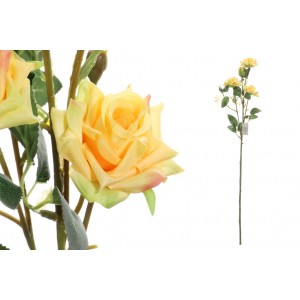 Umelá dekorácia ruže v žltej farbe na dlhej stonke 62 cm 38510