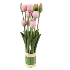 Umelá ozdobná dekorácia tulipánov v trse v štyroch farebných prevedeniach 20 x 20 x 46 cm 37958