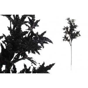 Umelá zimná dekorácia vetvičky v čiernom farebnom prevedení s trblietkami 51 cm 38701