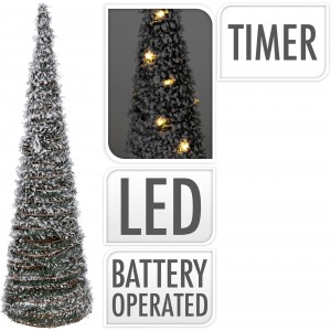 Vianočná dekorácia zasneženého vianočného stromčeka s 30 LED žiarovkami 60 cm 38304