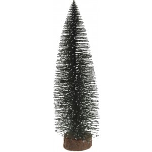 Vianočná dekorácia zasnežený vianočný stromček na drevenom podstavci 35 cm 38363
