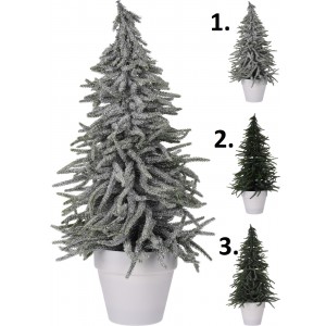 Vianočná dekorácia zasnežený vianočný stromček v bielom črepníku v troch prevedeniach 58 cm 37702