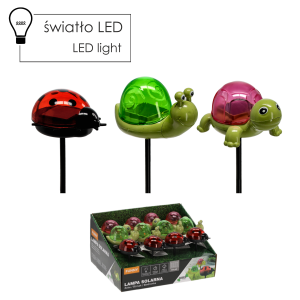 Záhradná solárna lampa ako červená lienka , zelený slimák a ružová korytnačka 43595