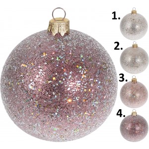 Závesná vianočná guľa s glitrami v štyroch farebných prevedeniach 8 cm 38315