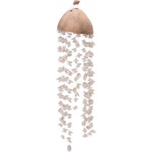 Zvonkohra v boho štýle v kokosovej škrupine s mušľami 13 x 55 cm 36451