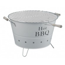 Biely okrúhly gril barbecue s roštom na grilovanie-41x29c...