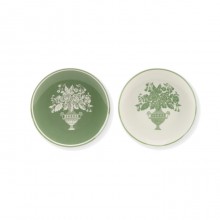 Porcelánový zeleno biely tanier v talianskom štýle v dvoc...