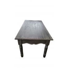 Drevený stôl v sivom farebnom prevedení s bielym dekorova...