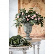Kovová dekorácia kvetináča - vázy v sivom farebnom preved...