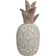 Polyresinová dekorácia ananásu v hnedo-bielo-modrom preve...