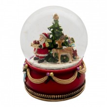 Polyresinová vianočná dekorácia snežnej gule v červeno-zl...