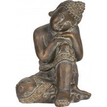Sediaca socha v tvare Budhu v hnedej farbe ako záhradná d...