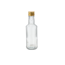 Sklenená transparentná fľaša so zlatým kovovým uzáverom 2...
